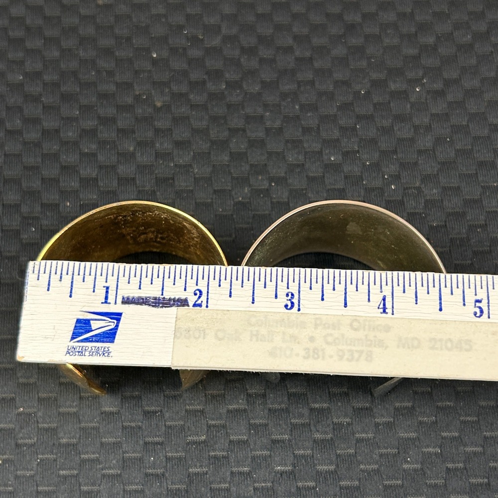 Vintage Style Wide Metallic Cuff Bracelet Set Gold and Silver Tone Minimalist - Picture 5 of 6